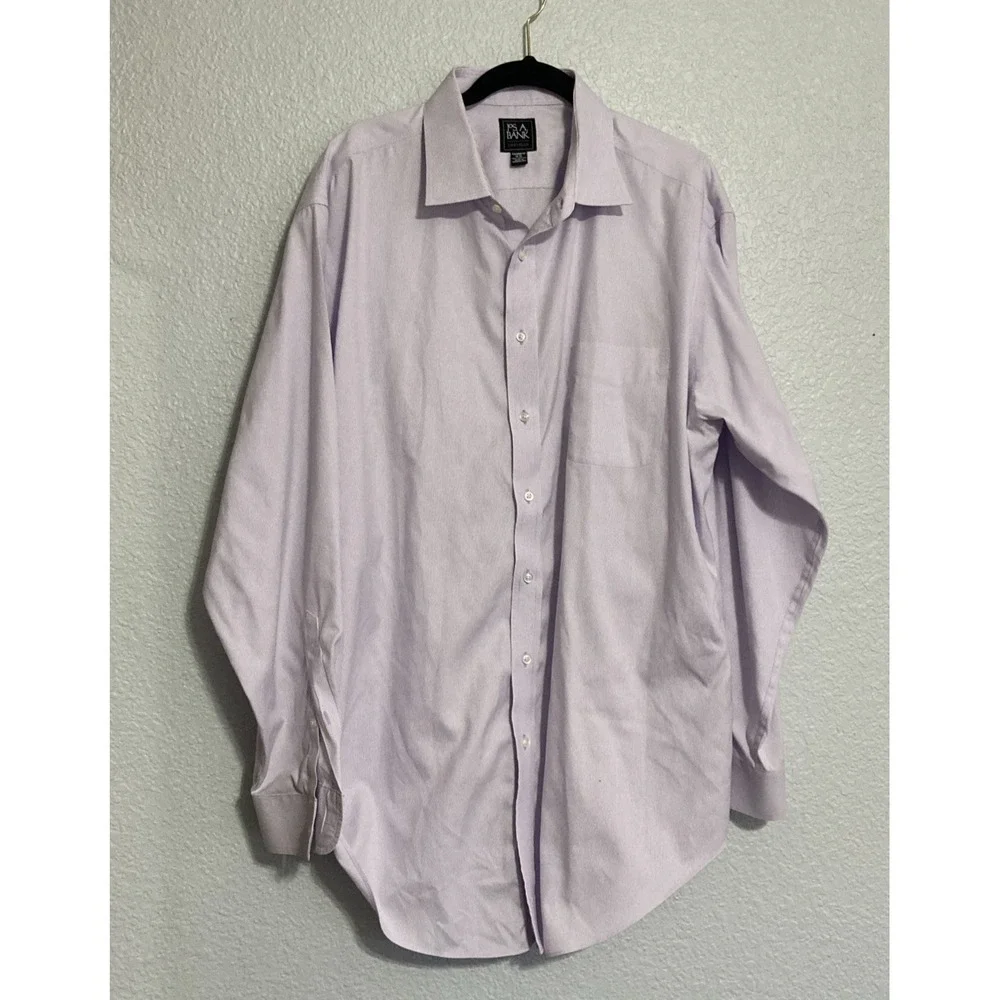 Jos A Bank Traveler Lavender Striped Long‎ Sleeve Button-Up w/Pocket - SZ 18-35